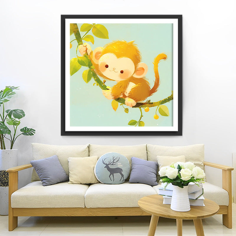 Singe Mignon Animé Broderie Diamant