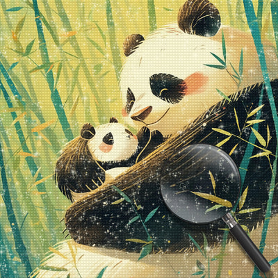 Panda et Bébé Panda Broderie Diamant