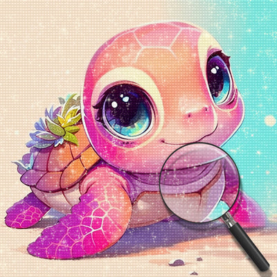 Tortue Rose Animée Broderie Diamant