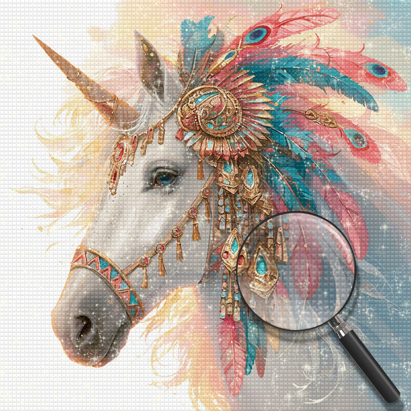 Licorne à Décor en Plumes Broderie Diamant