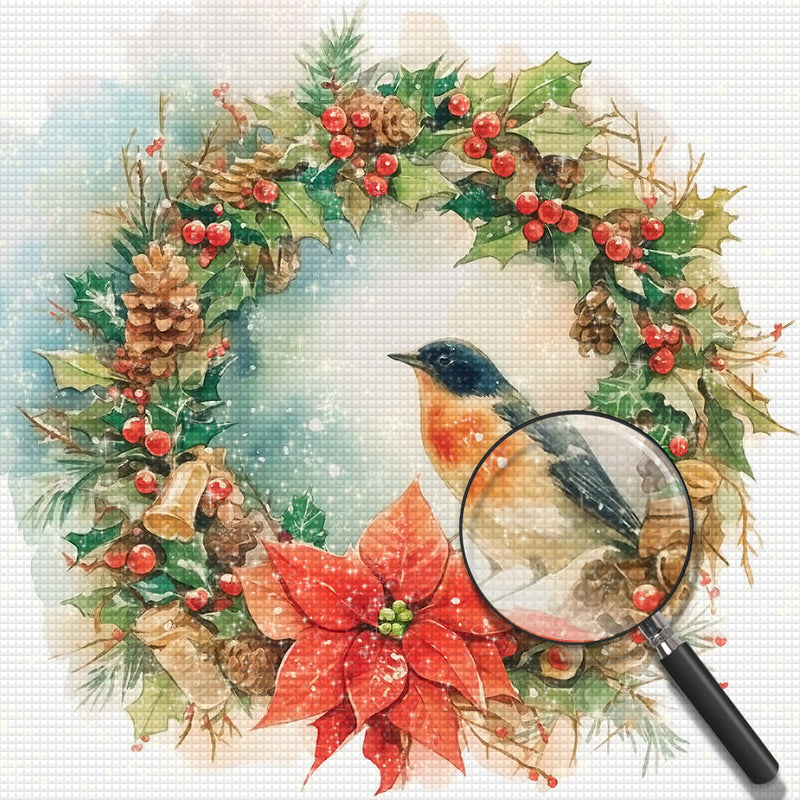 Oiseau sur La Couronne de Noël Broderie Diamant