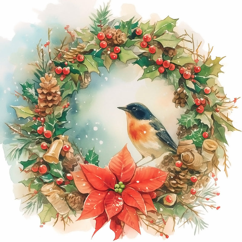 Oiseau sur La Couronne de Noël Broderie Diamant