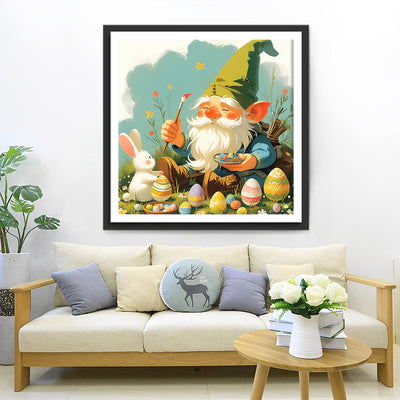 Gnome des Pâques et Lapin Broderie Diamant