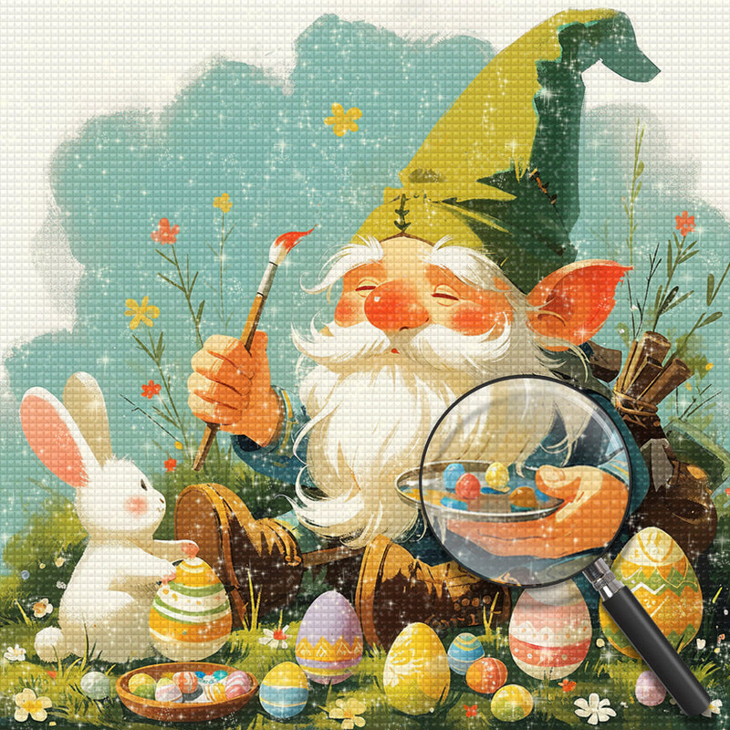 Gnome des Pâques et Lapin Broderie Diamant