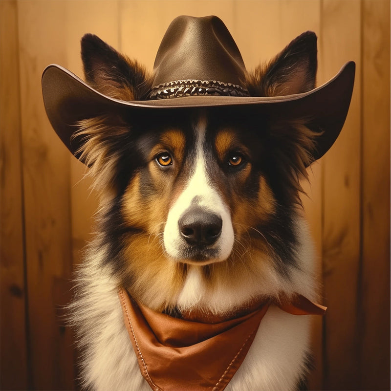 Chien dans Un Chapeau Broderie Diamant