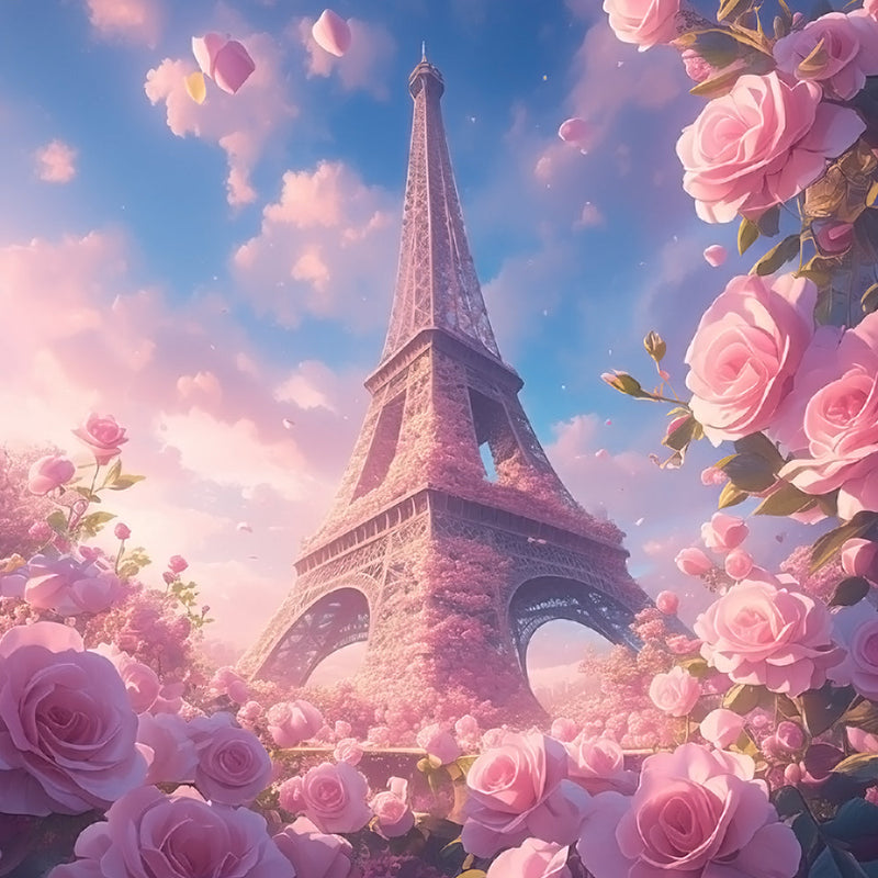 La Tour Eiffel à Roses Broderie Diamant