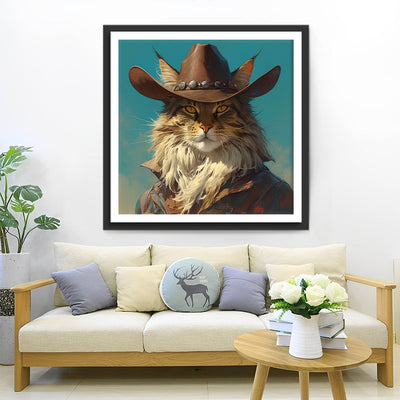 Chat Cow-boy Broderie Diamant