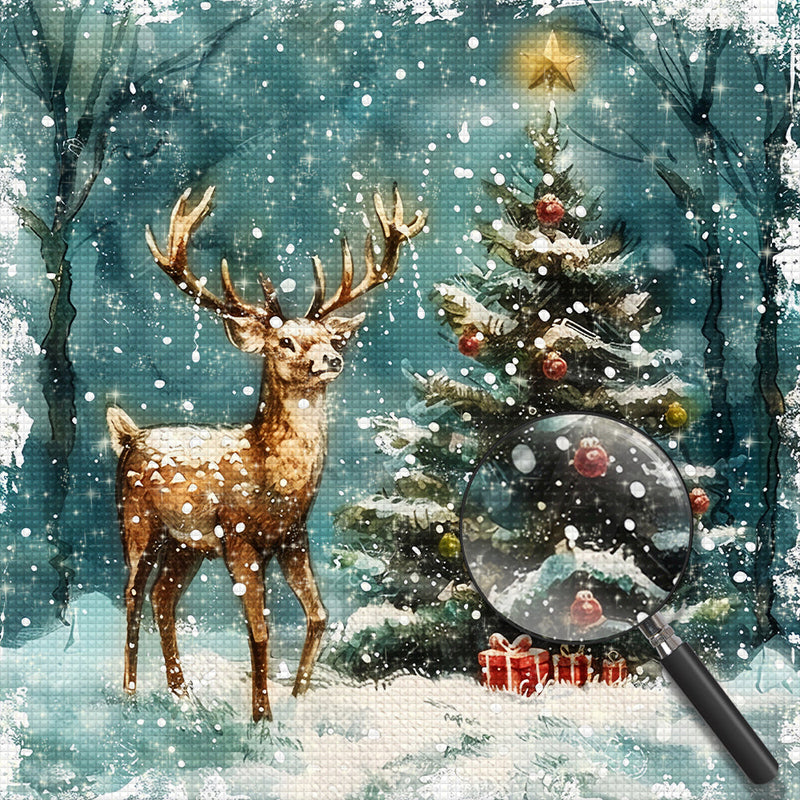 Cerf Neige Noël Broderie Diamant