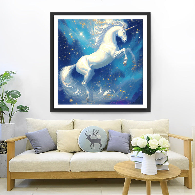 Licorne Blanche Sauteuse Broderie Diamant