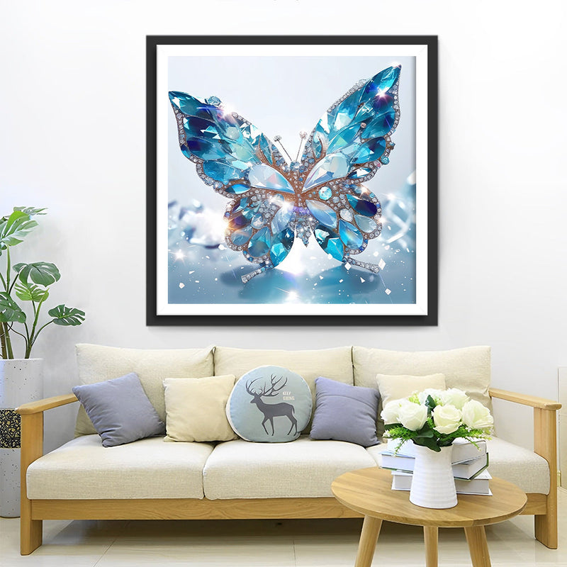 Papillon en Cristal Bleu Broderie Diamant