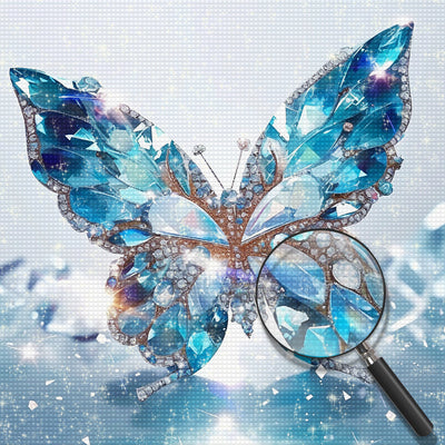 Papillon en Cristal Bleu Broderie Diamant