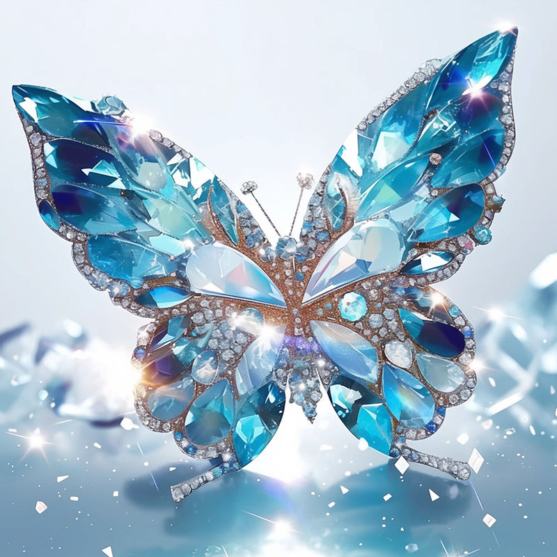 Papillon en Cristal Bleu Broderie Diamant