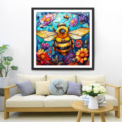 Abeille et Fleurs Broderie Diamant