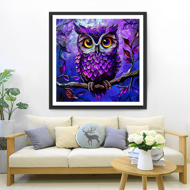 Hibou Violet Broderie Diamant