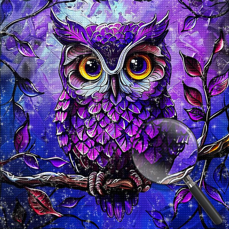 Hibou Violet Broderie Diamant