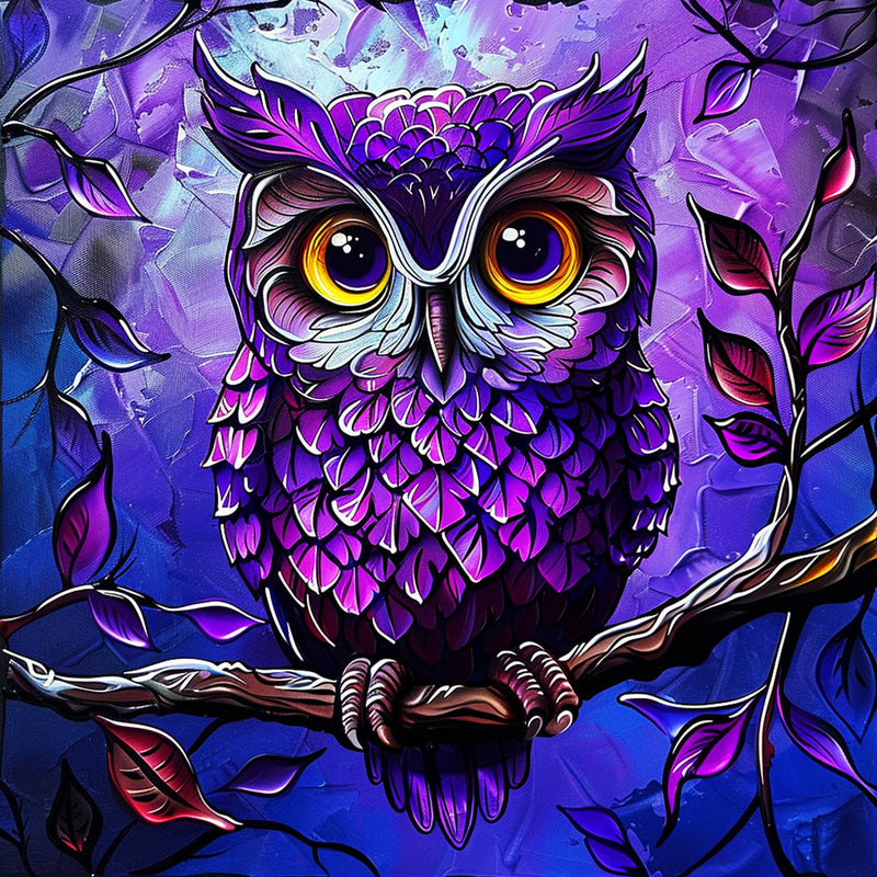 Hibou Violet Broderie Diamant