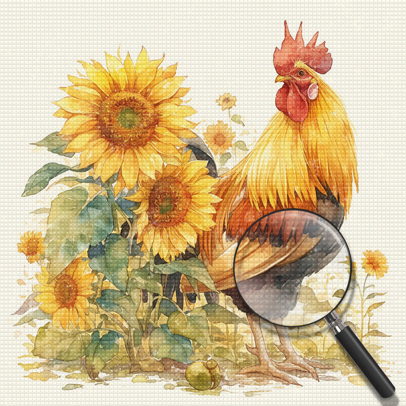 Poussin et Tournesols Broderie Diamant