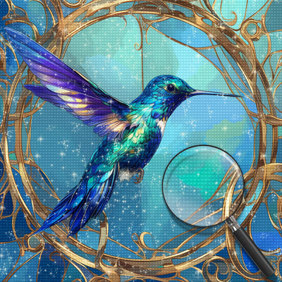 Oiseau Bleu Volant Broderie Diamant