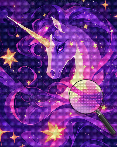 Licorne Violette Animée Broderie Diamant