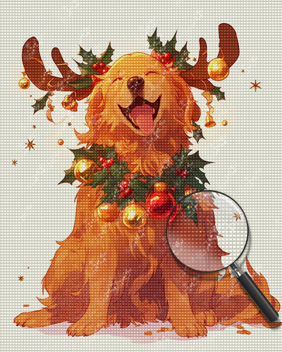 Retriever Doré de Noël Broderie Diamant