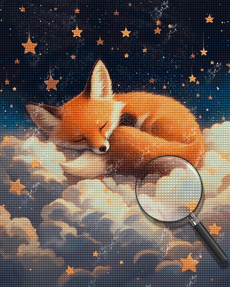 Renard sur Les Nuages Broderie Diamant