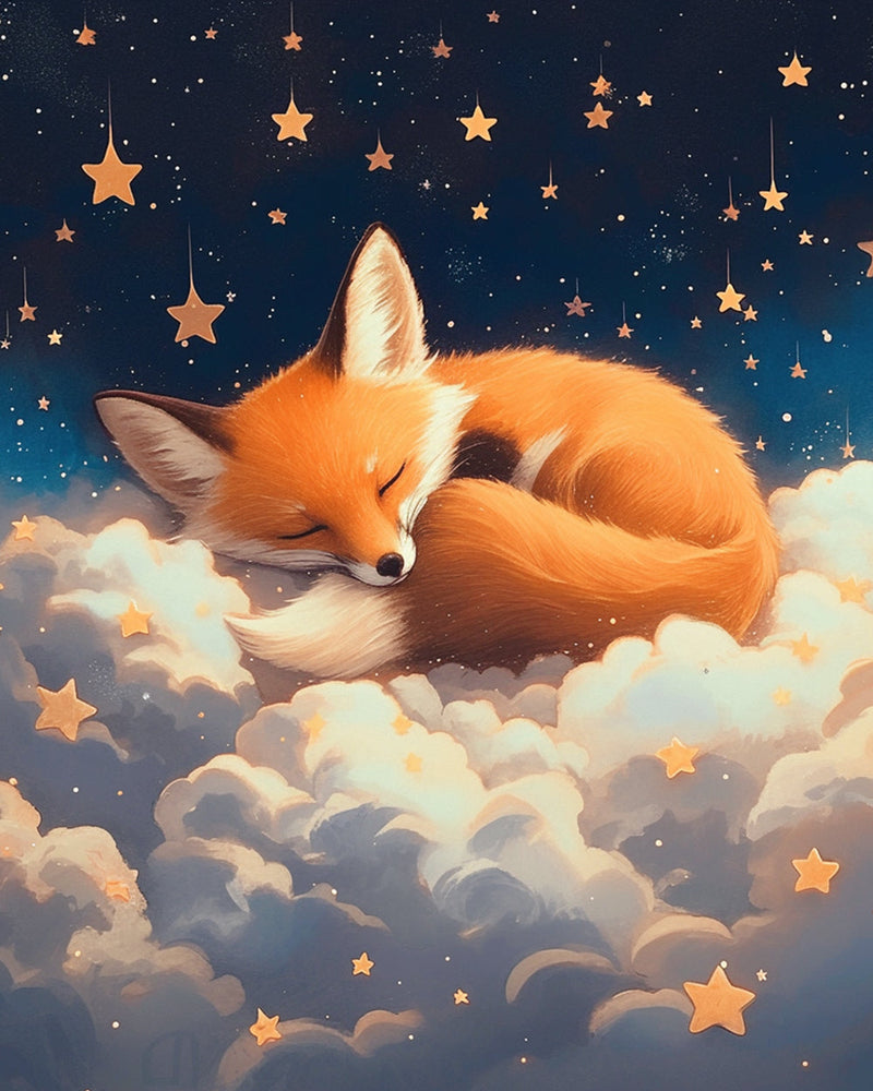 Renard sur Les Nuages Broderie Diamant