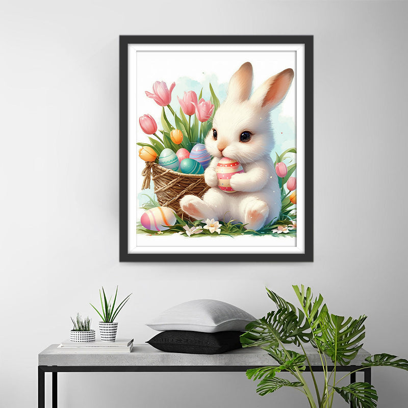 Lapin des Pâques et Tulipes Broderie Diamant