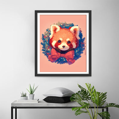 Panda Rouge de Noël Broderie Diamant