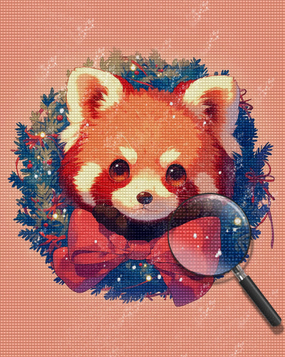 Panda Rouge de Noël Broderie Diamant