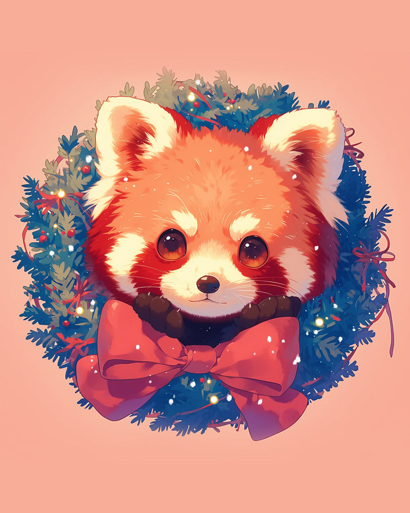 Panda Rouge de Noël Broderie Diamant