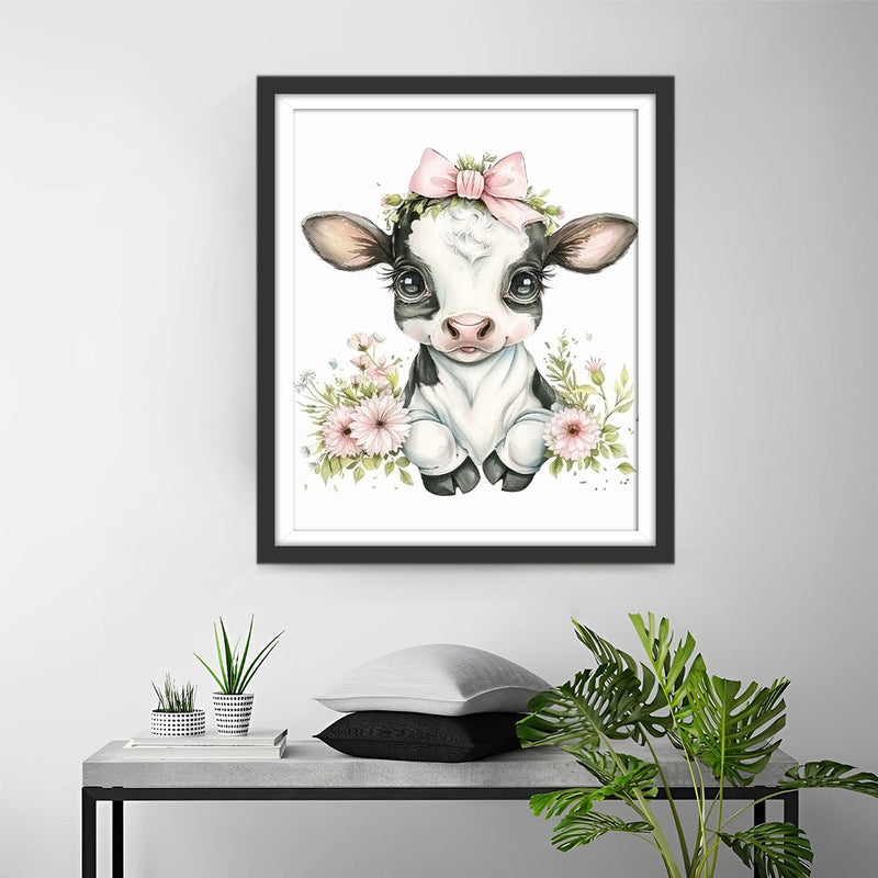 Petite Vache Mignonne Broderie Diamant