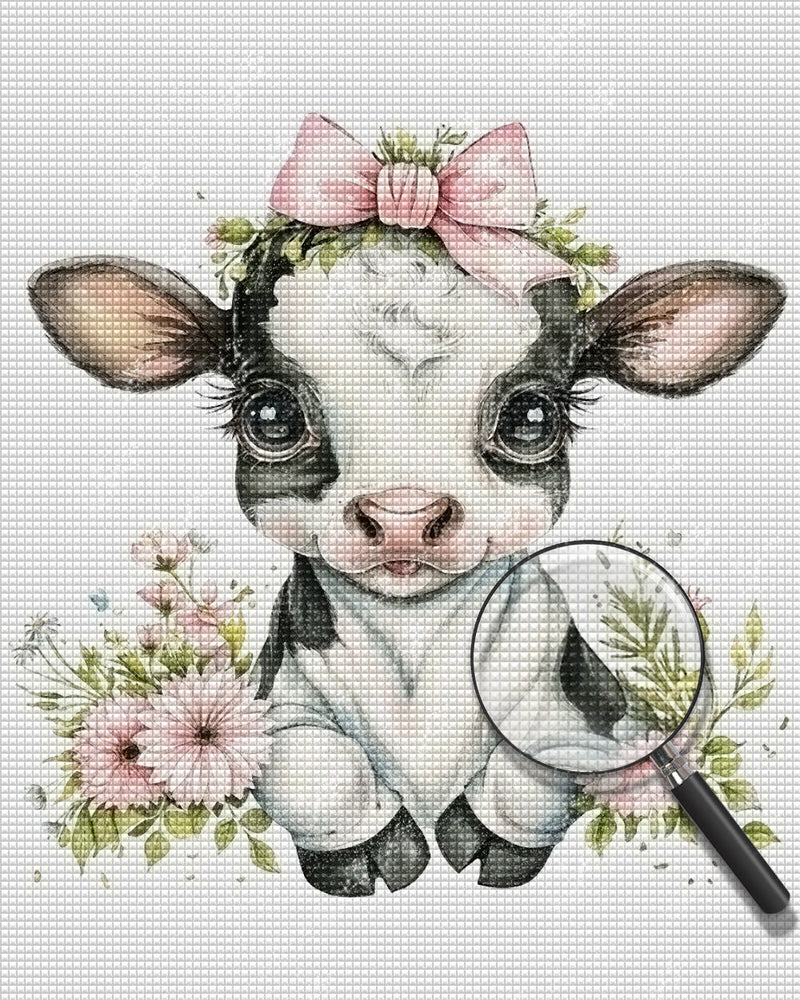 Petite Vache Mignonne Broderie Diamant