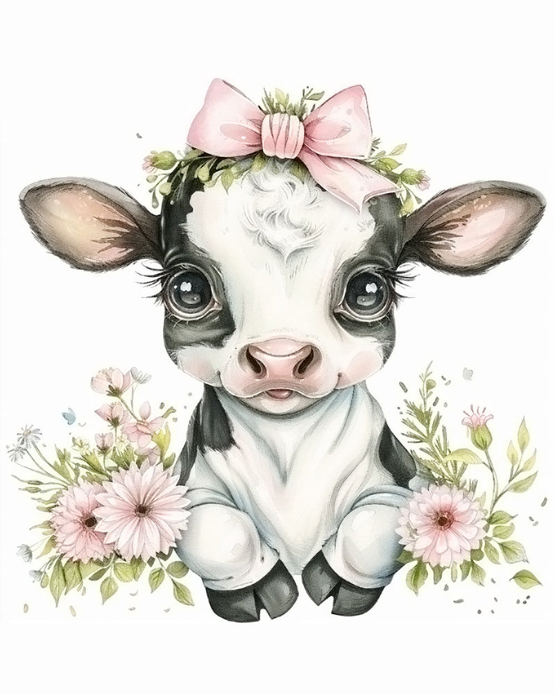 Petite Vache Mignonne Broderie Diamant