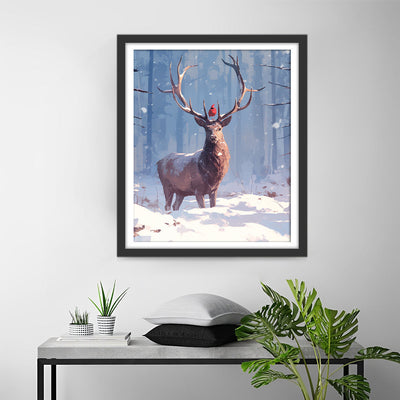 Cerf dans La Neige Broderie Diamant