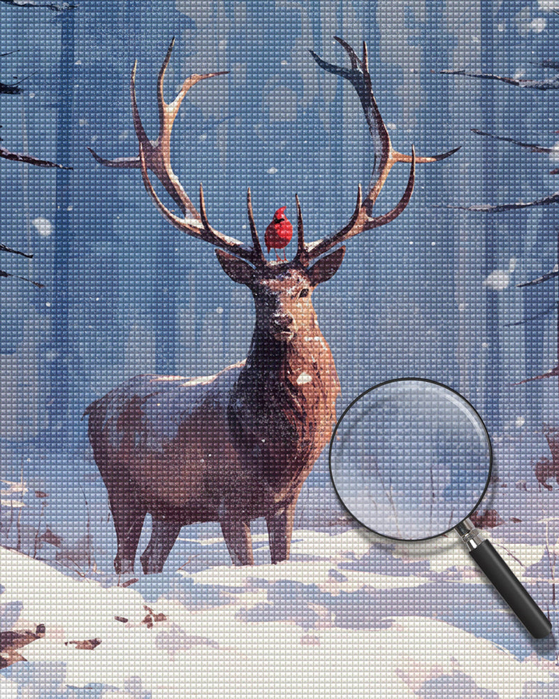 Cerf dans La Neige Broderie Diamant