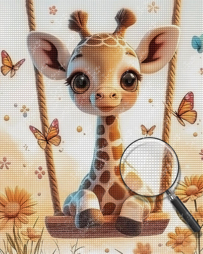 Giraffe à La Balançoire Broderie Diamant