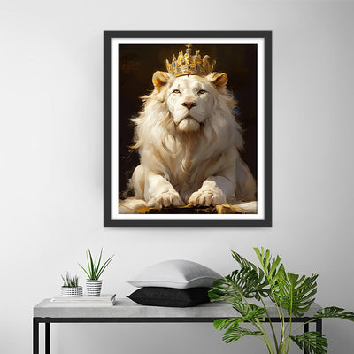 Le Lion Blanc en Couronne Broderie Diamant