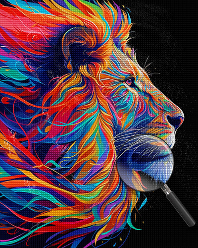 Lion Coloré Abstrait Broderie Diamant