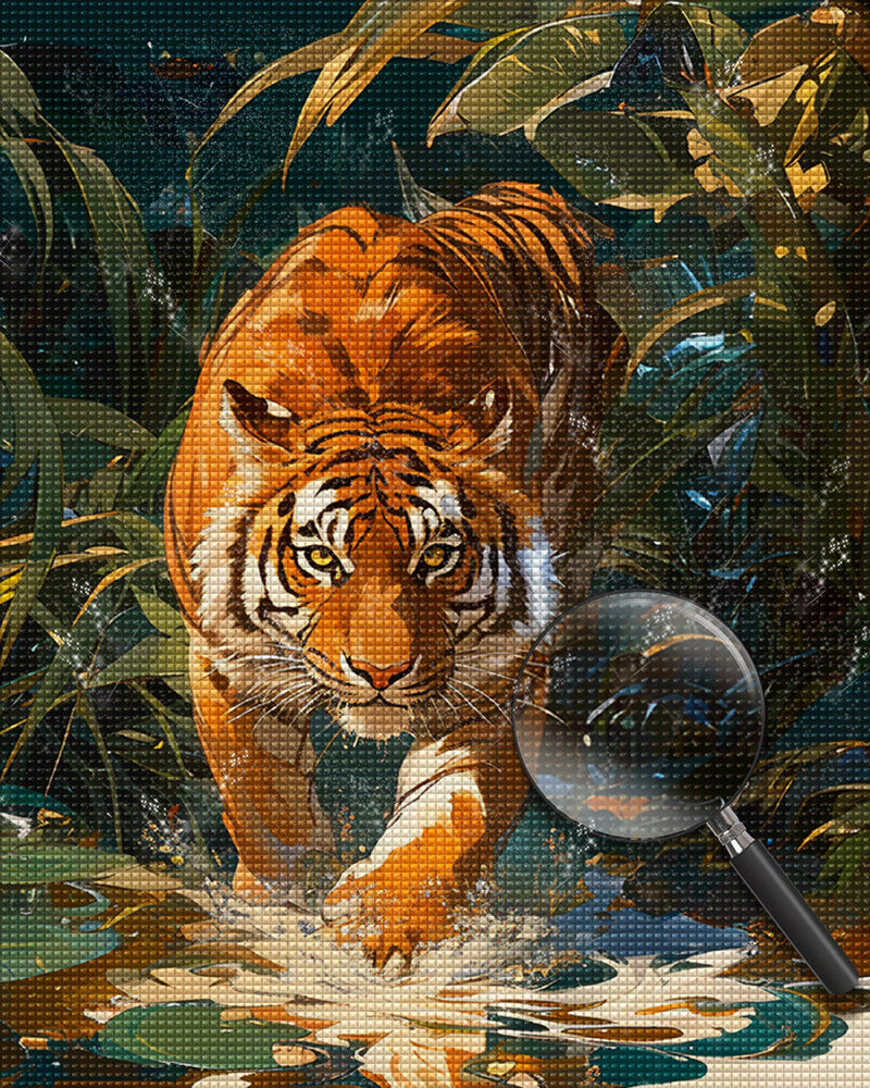 Tigre dans La Jungle Broderie Diamant