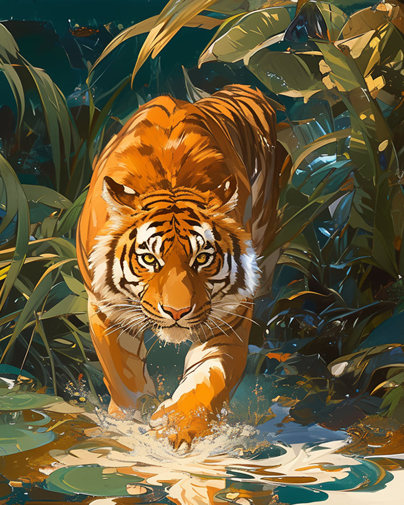 Tigre dans La Jungle Broderie Diamant