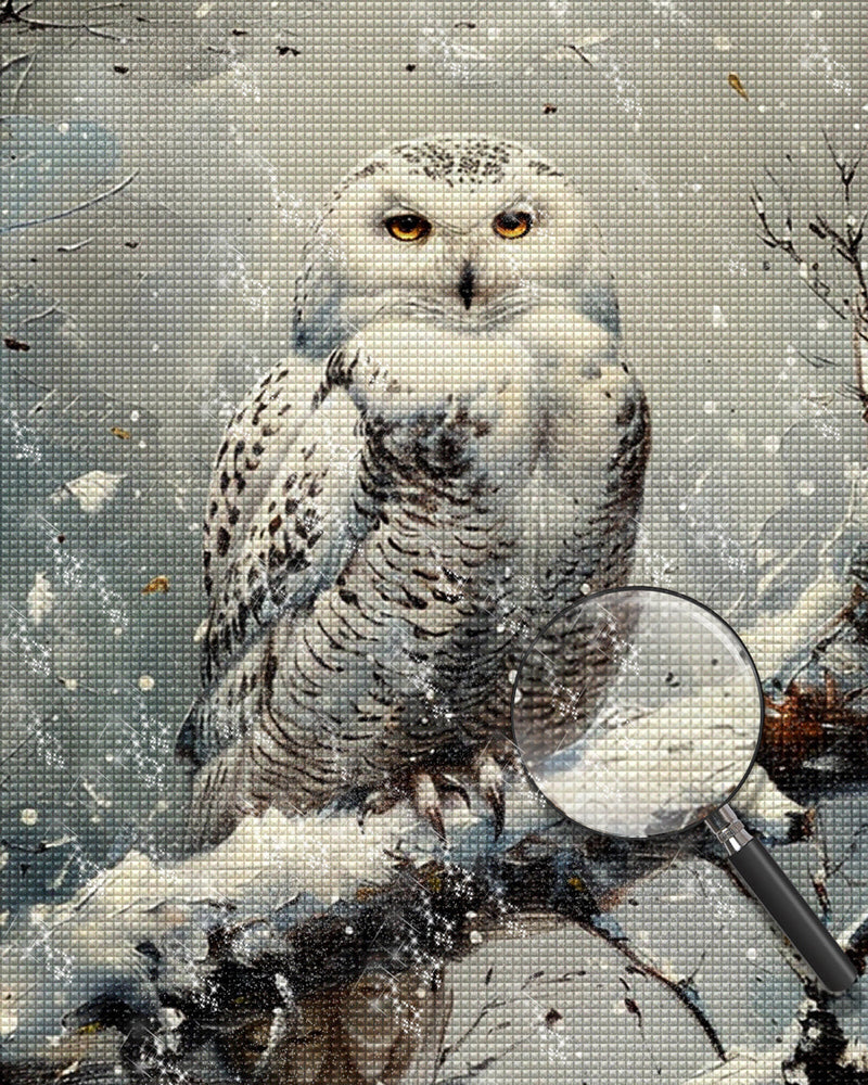 Hibou dans La Neige Broderie Diamant