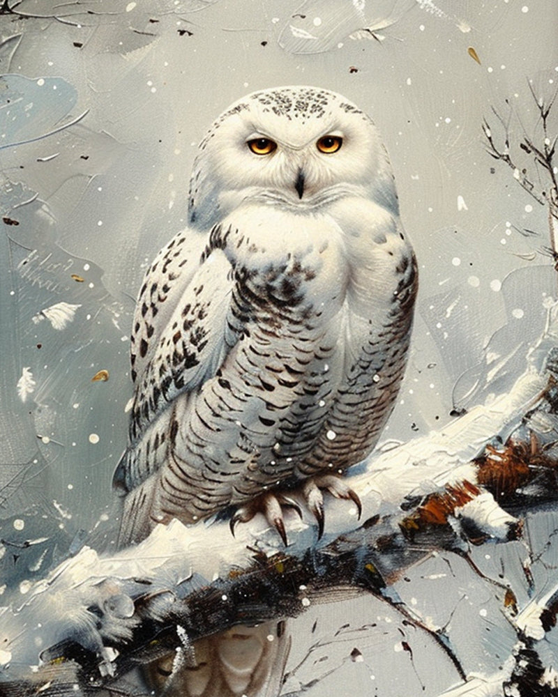 Hibou dans La Neige Broderie Diamant