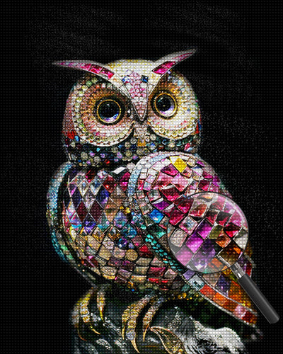 Hibou Avec des Bijoux Broderie Diamant