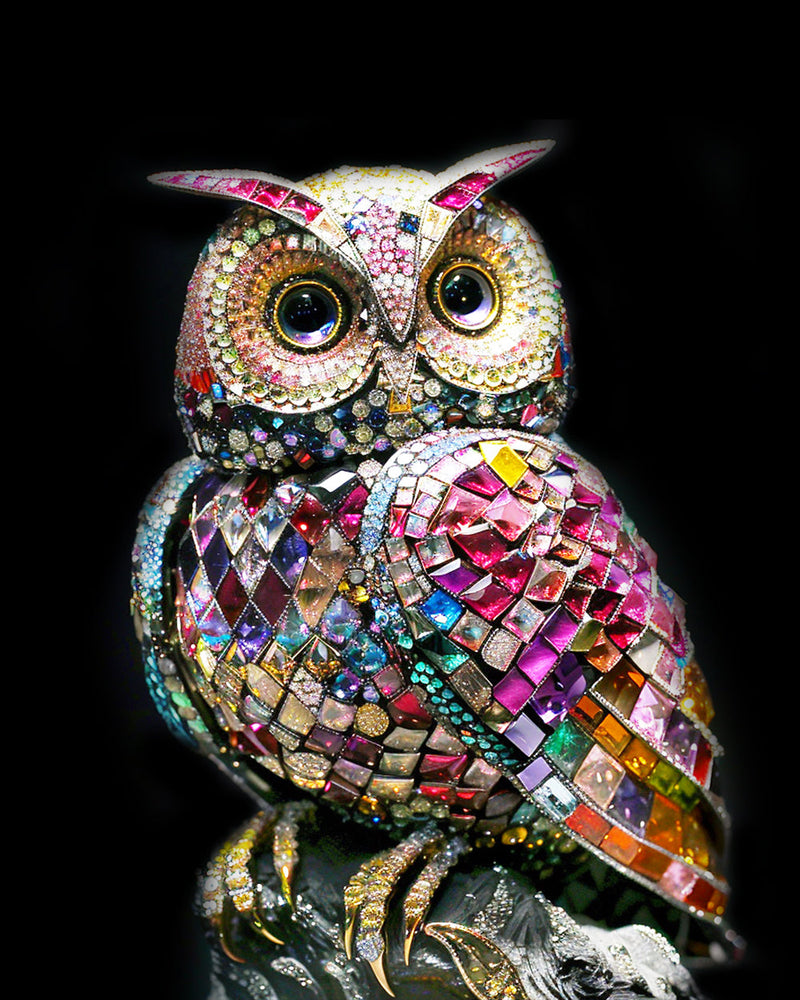 Hibou Avec des Bijoux Broderie Diamant