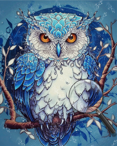 Hibou Bleu Abstrait Broderie Diamant