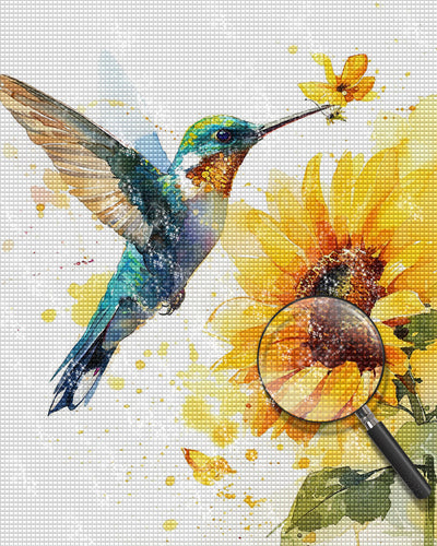 Colibri et Tournesol Broderie Diamant