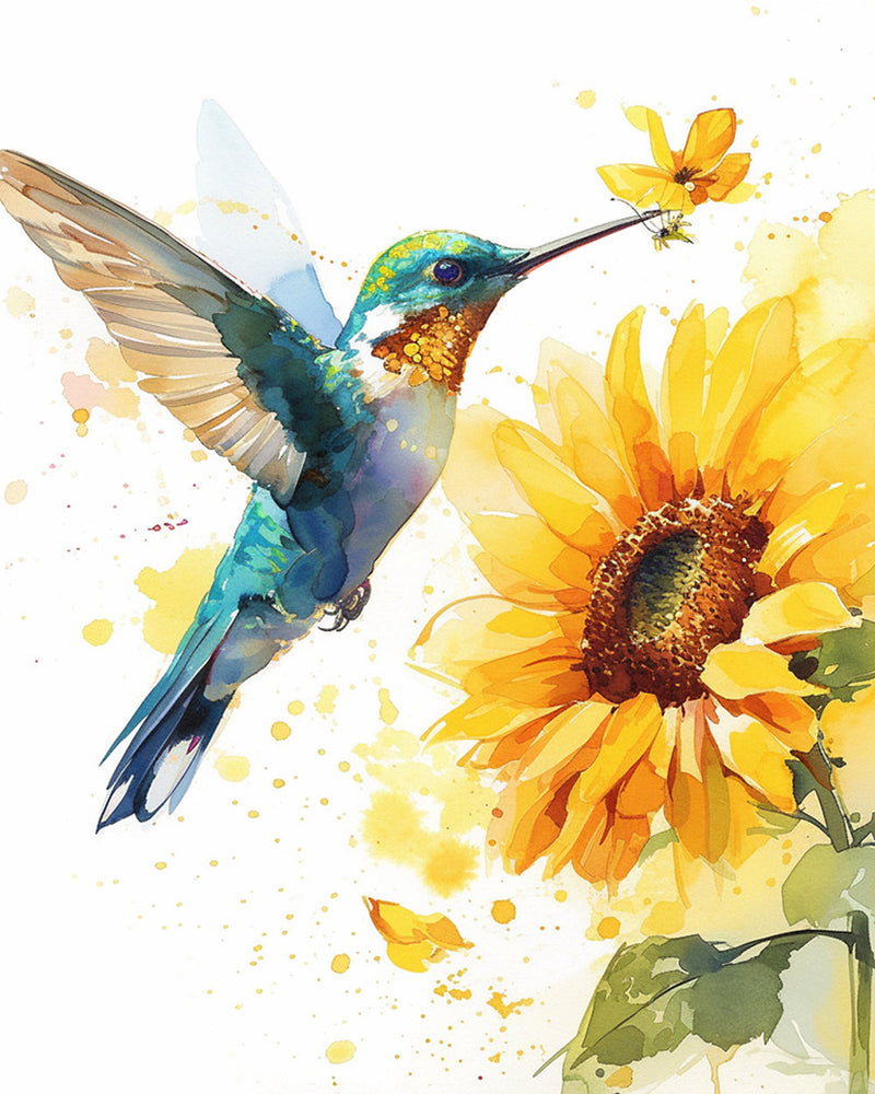 Colibri et Tournesol Broderie Diamant