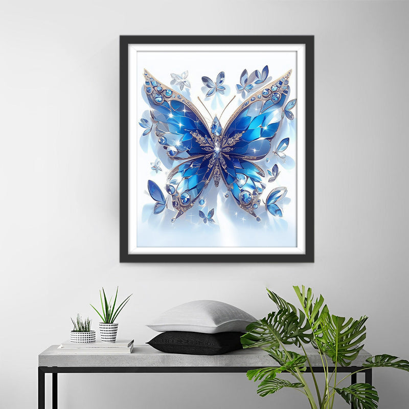 Papillon en Cristal Bleu Broderie Diamant