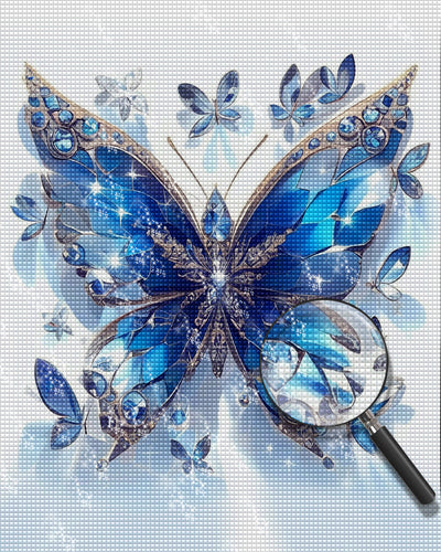 Papillon en Cristal Bleu Broderie Diamant