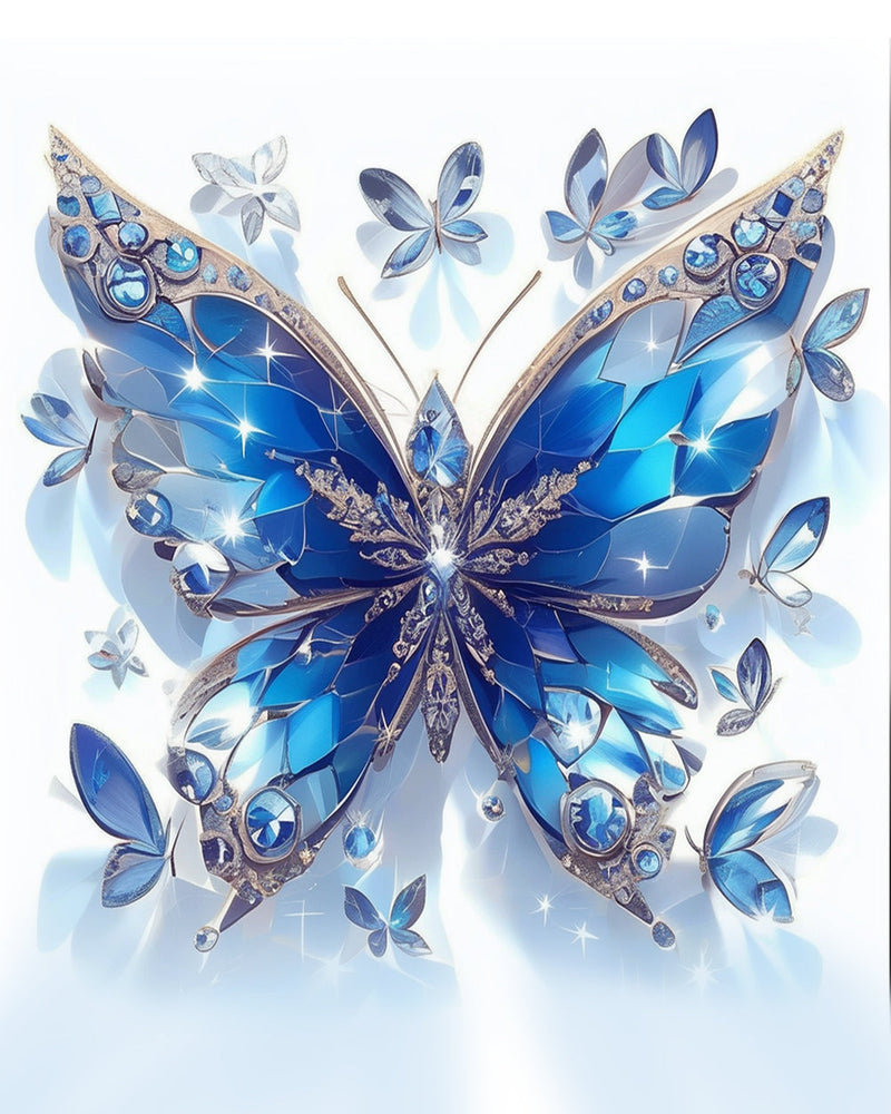 Papillon en Cristal Bleu Broderie Diamant